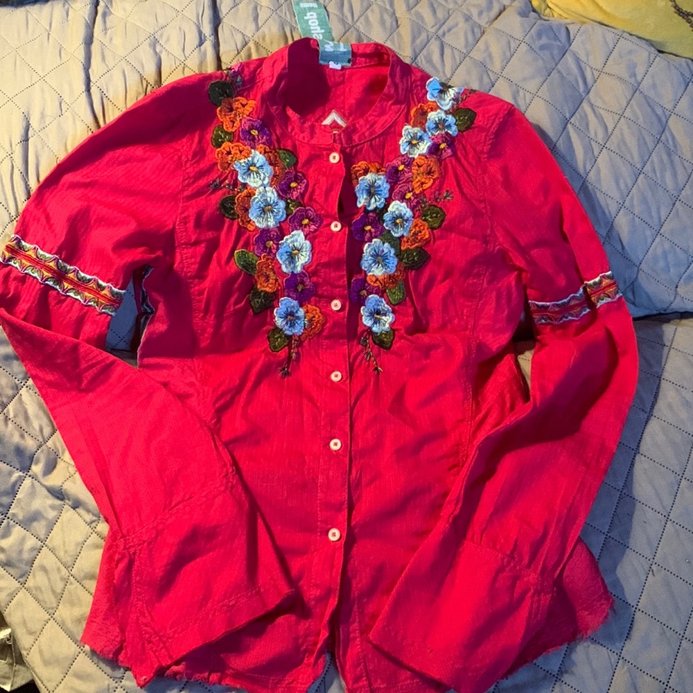 Johnny Was 3J Workshop Embroidered Top